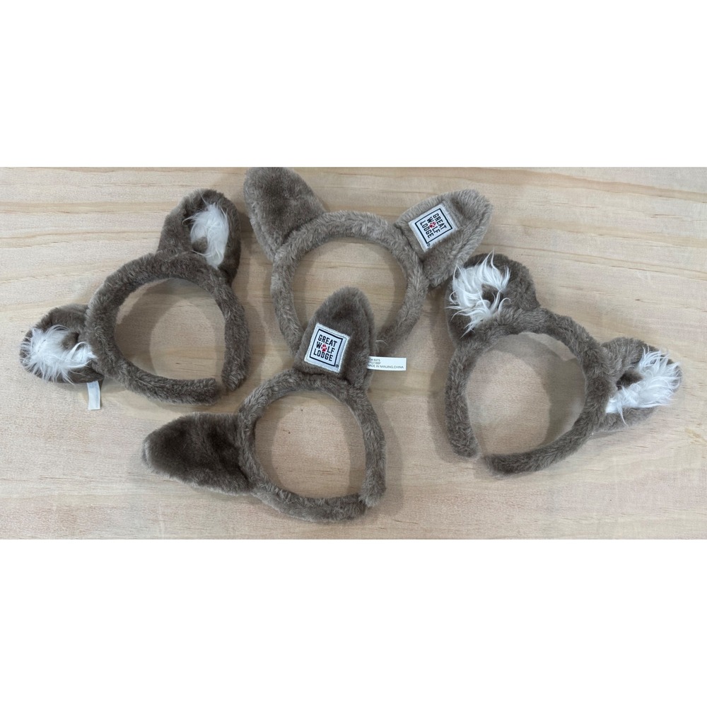 Great Wolf Lodge Wolf Ear Headband Lot of 4 Gray‎ Faux Fur Costume GWL